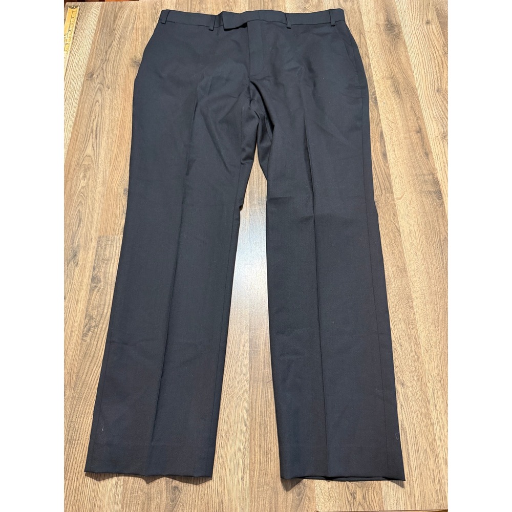Fourmy by Cintas Dress Pants Mens 38RG Black Adult Wool Blend Flat Front
